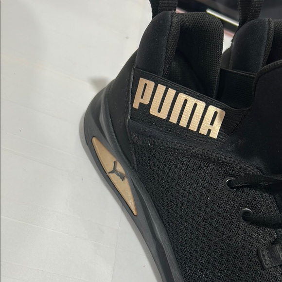 Puma Black Sneakers with Gold Logo women’s size 10 GUC - Picture 5 of 14